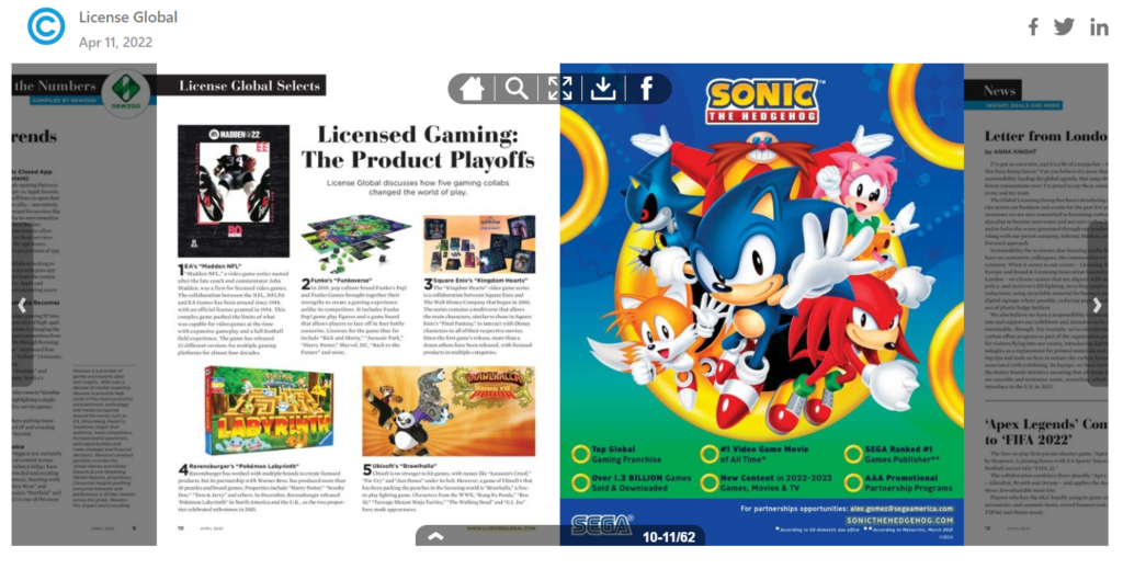 License Global digital magazine with Sonic Origins art